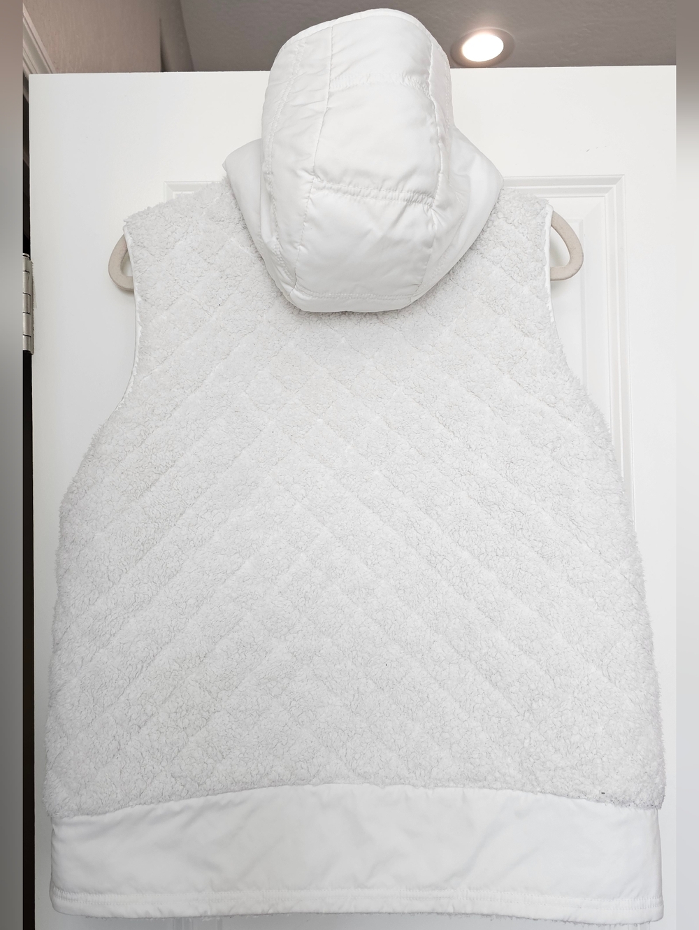 Patagonia Reversible Sherpa Vest Women’s Medium White Hooded Full Zip Fleece - Picture 5 of 9
